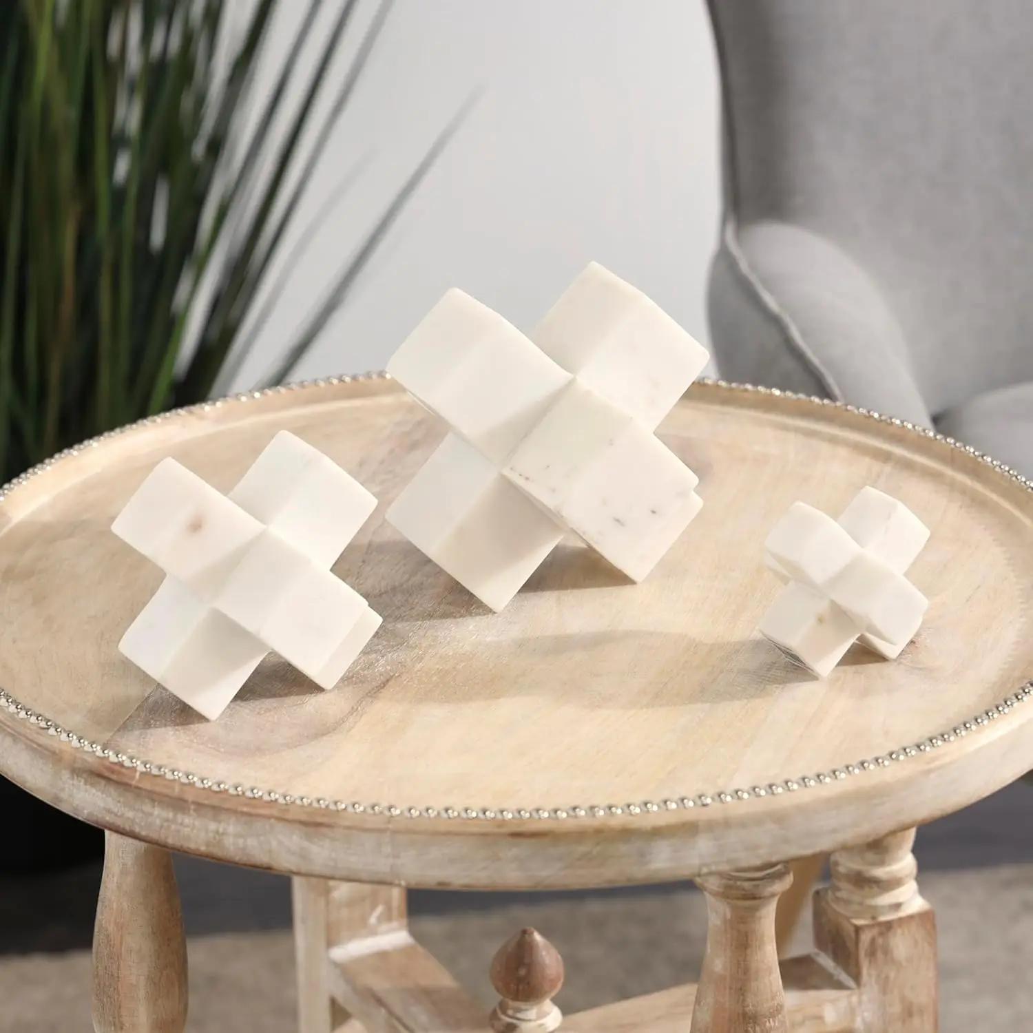 Marble Jack Decorative Sculpture Geometric Home Decor Statues, Set of 3 Accent Figurines 6