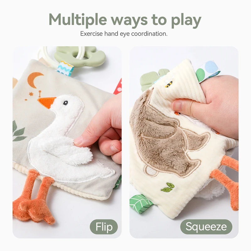 Infants Newborn Gift Soft Cotton Baby Sensory Toy Activity Cube Rattle Teething Book Mirror Crinkle Paper Early Development Toy