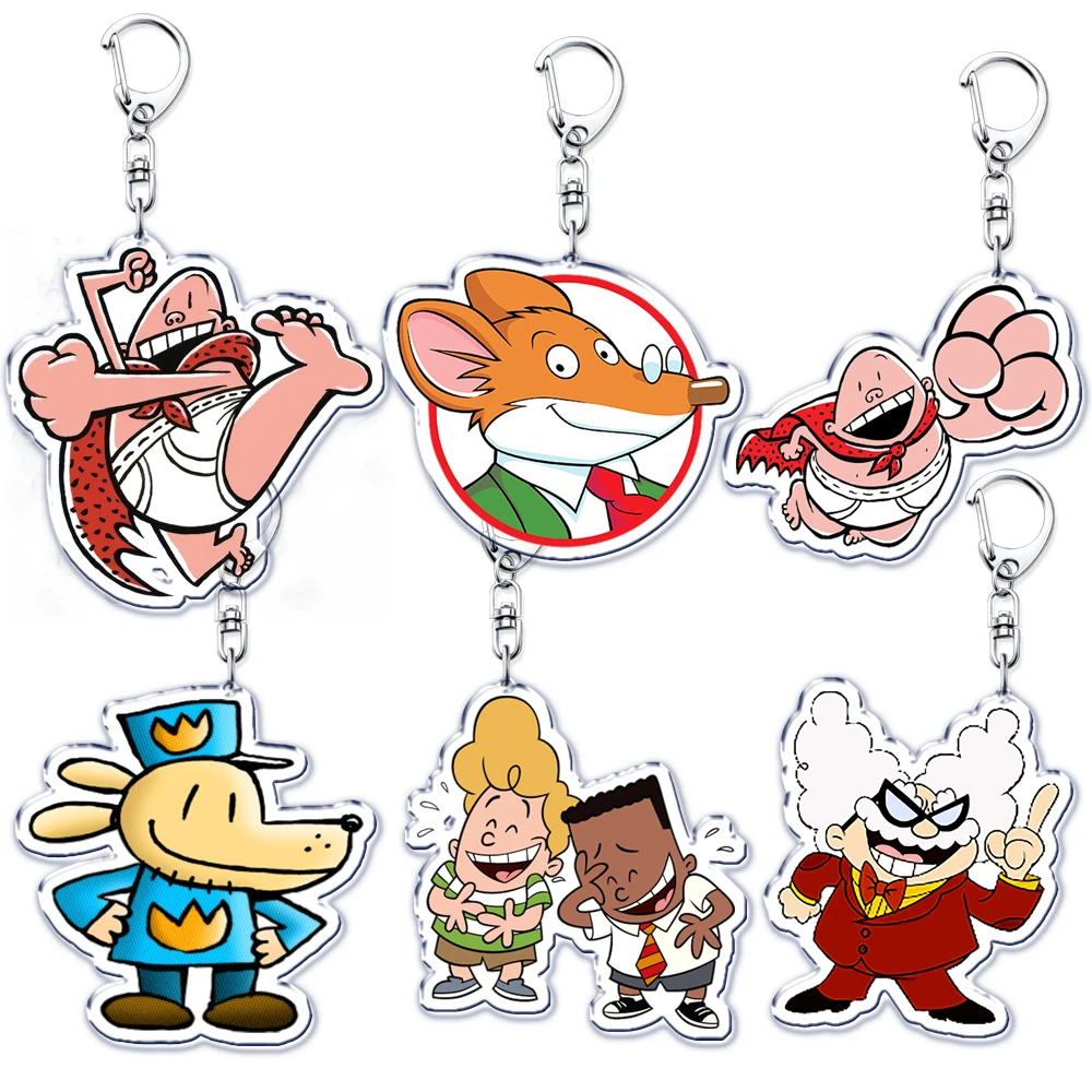 Cute Captain Underpants Keychains Ring for Accessories Bag Dog Man Profesor George Harold Pendant Key Chain Jewelry Fans Gifts