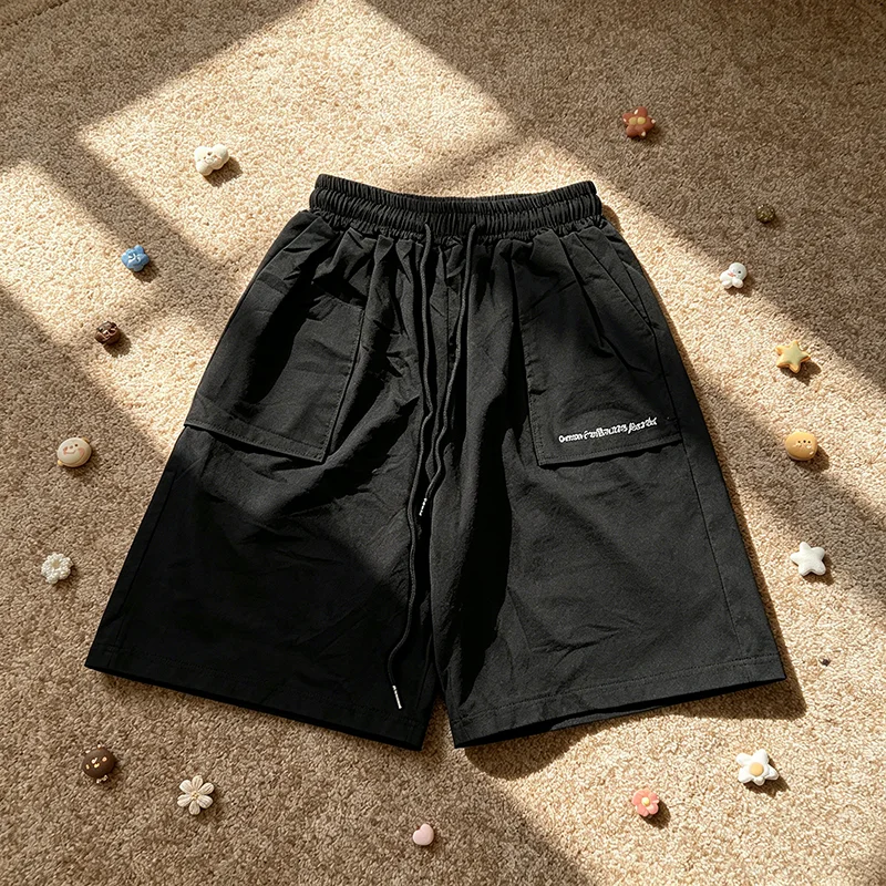 

Unisex Summer Casual Loose Fit Solid Color Letter Pattern Sports Shorts One Size Fits All Five Quarter Length Versatile Pants