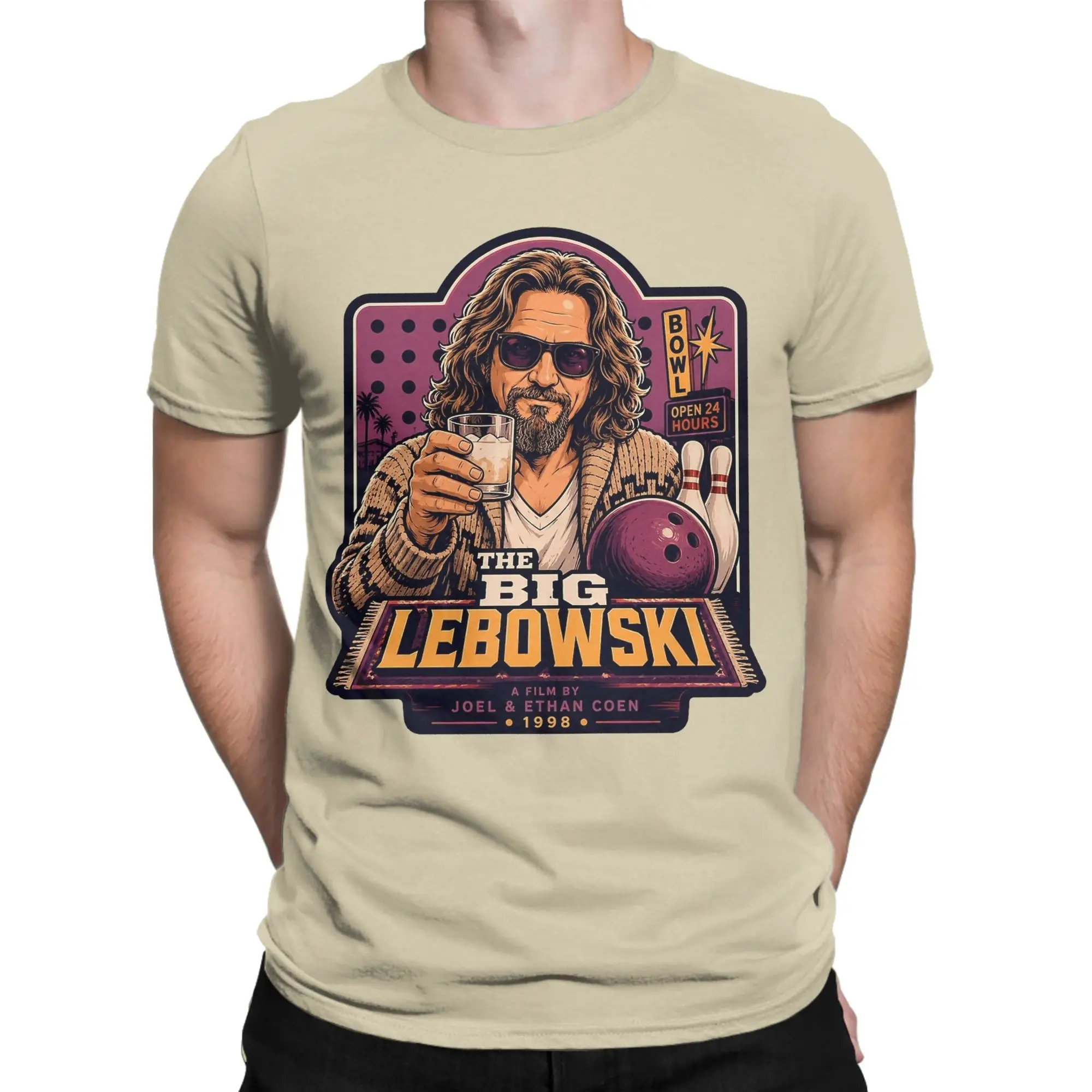 Humor THE DUDE 1998 The Big Lebowski T-Shirts Men Round Collar Pure Cotton T Shirt  Short Sleeve Tees Party Tops