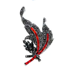 CINDY XIANG Rhinestone Leaf Brooches For Women Vintage Black Color Korea Style Pin Brooch Winter Accessories Good Gift