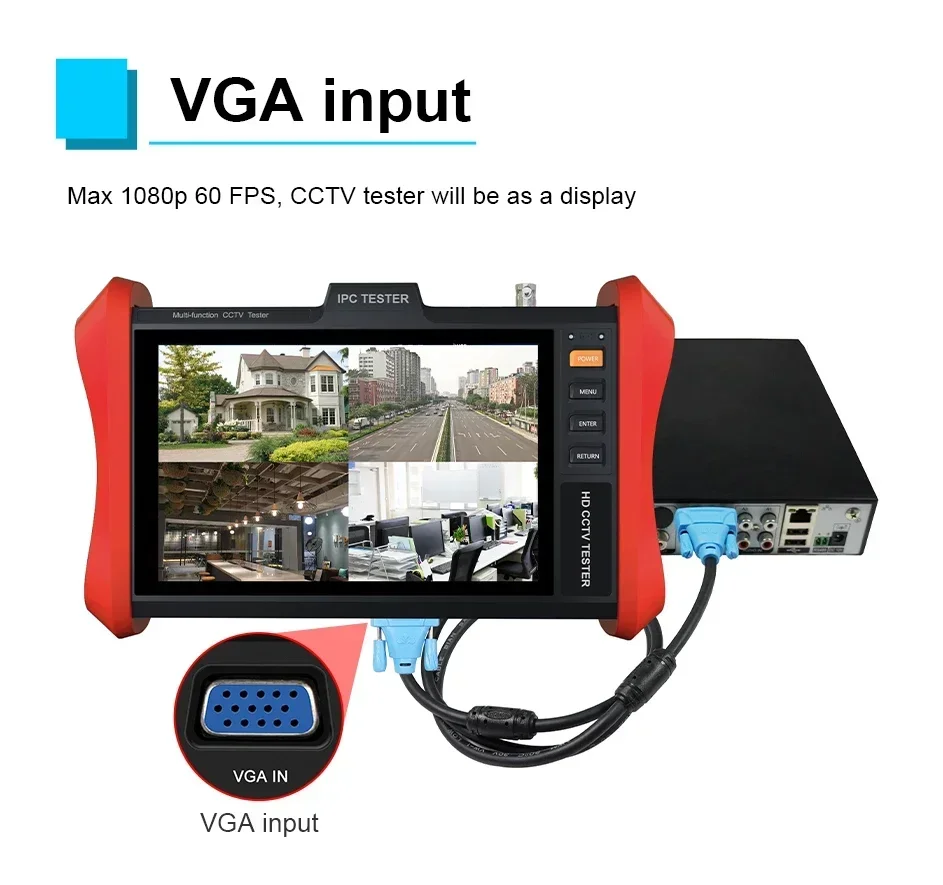 8' CCTV IPC Tester Optical Fiber Network Test POE++90W Output WIFI Analyzer 4K IPC 8MP AHD/TVI/CVI CCTV Camera Tester VGA HDMI I