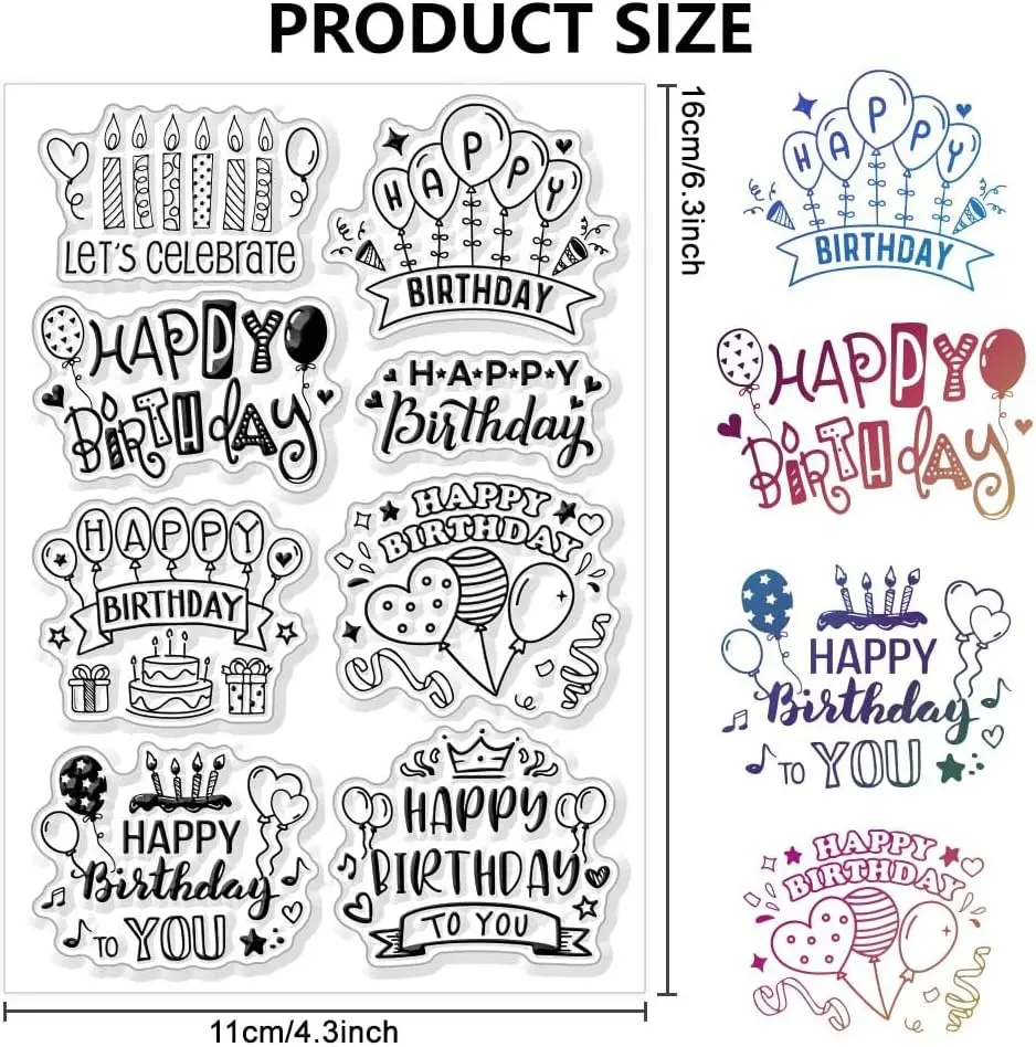 Happy Birthday Clear Stamps Transparent Silicone Stamps Words Candles for DIY Scrapbooking Card Making Photo Album Postcard