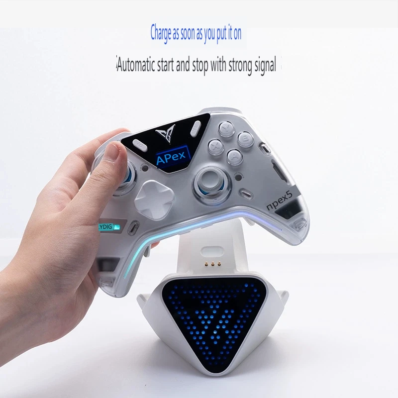 Flydigi Apex 5 2Pro White RGB Charging Base, Dudukan Pengisian Daya Resmi dengan Lampu