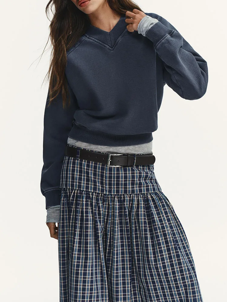 تنورة ميدي أنيقة وحلوة مع حزام بتصميم مربعات، إصدار جديد لشتاء 2025، أزياء نسائية تقليدية صينية للمسرح #4