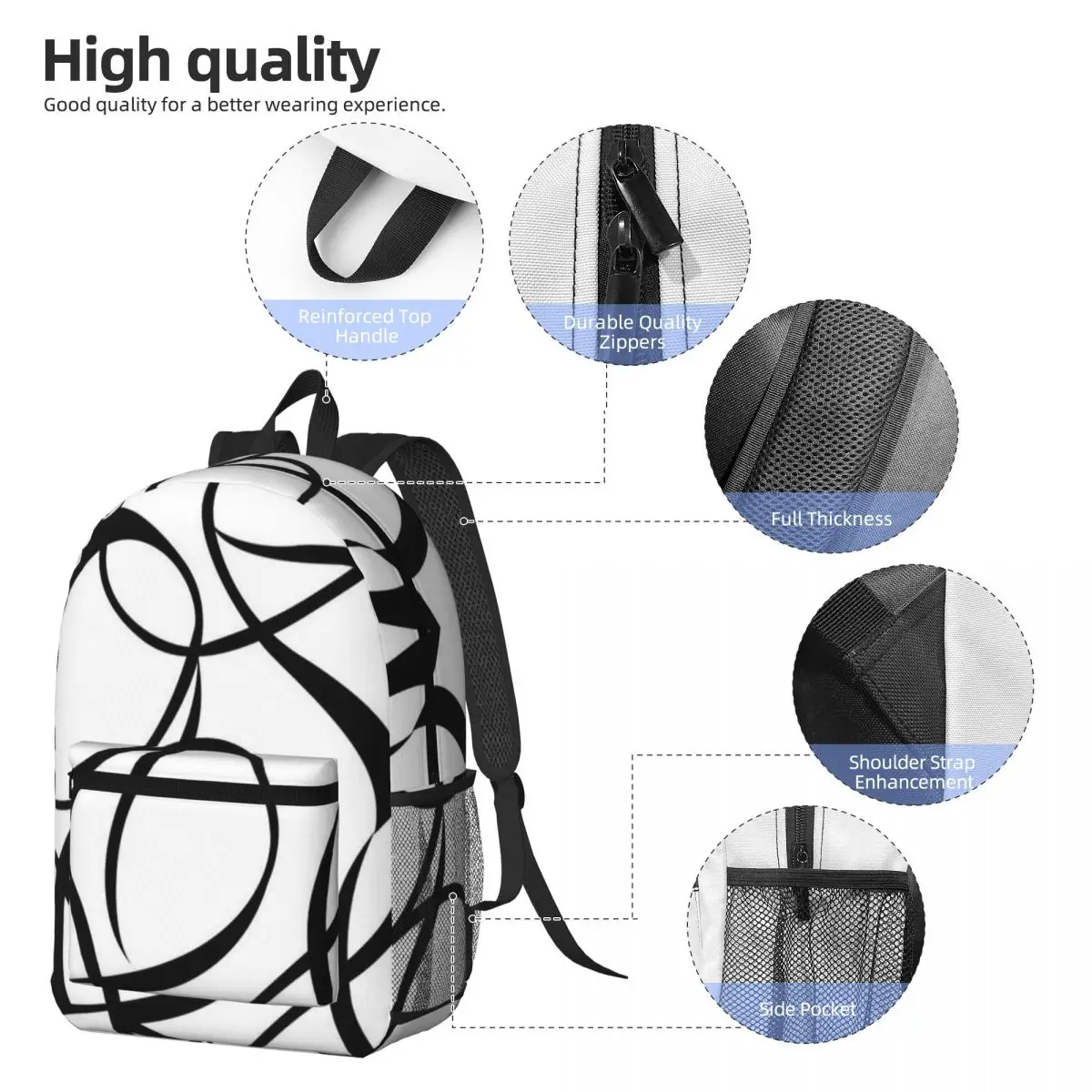 4 Pcs 45cm 18In - Geometric Abstraction Line Backpack Boys Girls BookBag Children School Bag Laptop Shoulder Bags for Men Women