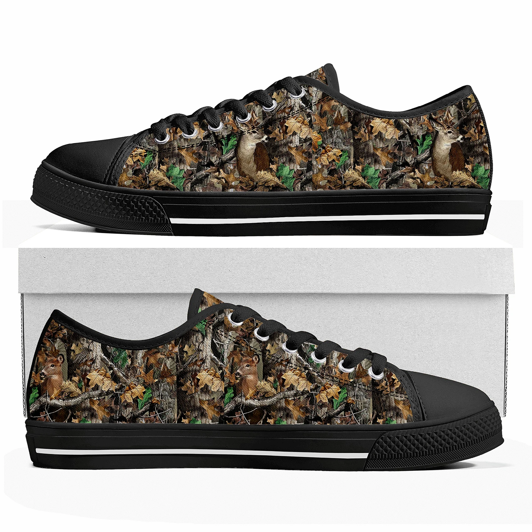 

Camo Deer Camouflage Hunting Low Top High Quality Sneakers Mens Womens Teenager Tailor-made Canvas Sneaker Casual Couple Shoes