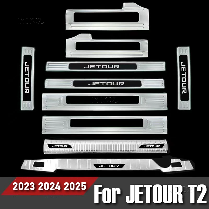 

For JETOUR T2 2023 2024 2025 Stainless Steel Door Sill Scuff Plate Door Sill Protector Welcome Pedal Car Accessories