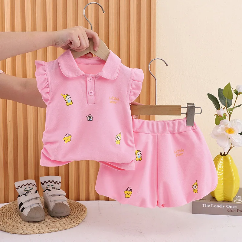 New Summer Baby Girls Clothes Suit Children Fashion Vest Shorts 2Pcs/Sets Kids Clothing Toddler Casual Costume Infant Tracksuits
