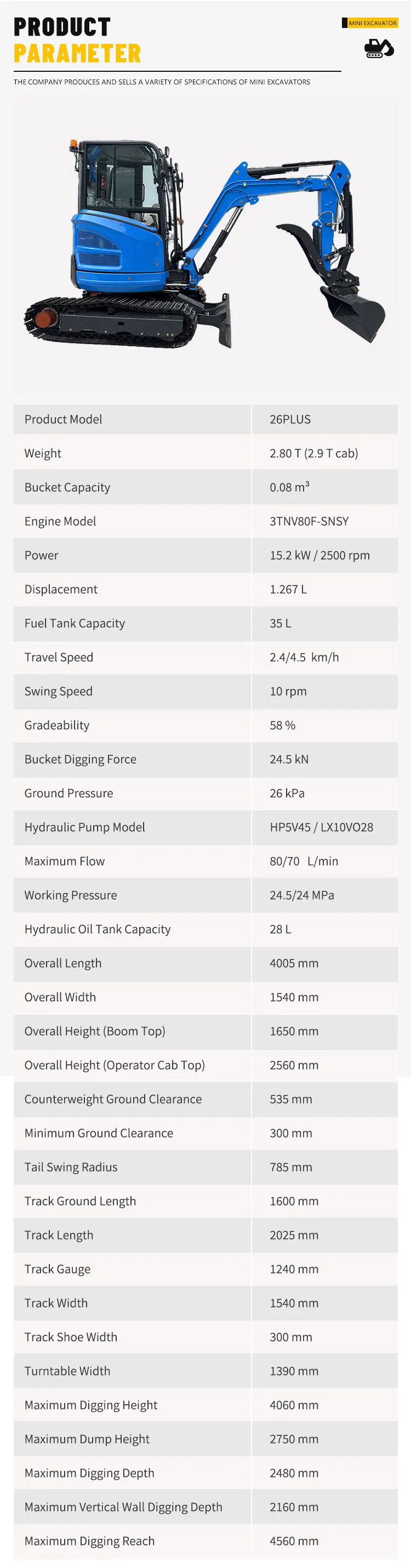 KOSTENLOSER VERSAND 2,6 Tonnen Mini-Bagger 1 Tonne 2 Tonnen Motorbagger EPA-Bagger Mini-Bagger Kompakter Mikro-Bagger – Detail 6
