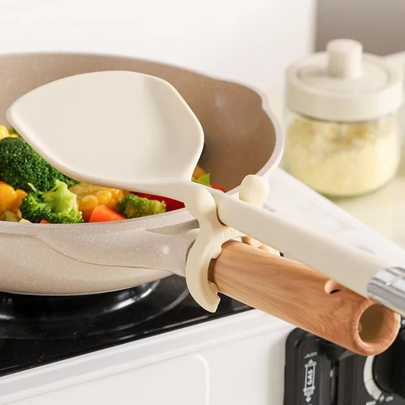 

3/1pcs Kitchen Spatula Holder Pan Side Scoop Clamp Cooking Utensils Soup Spoon Holder Universal Shovel Storage Rack