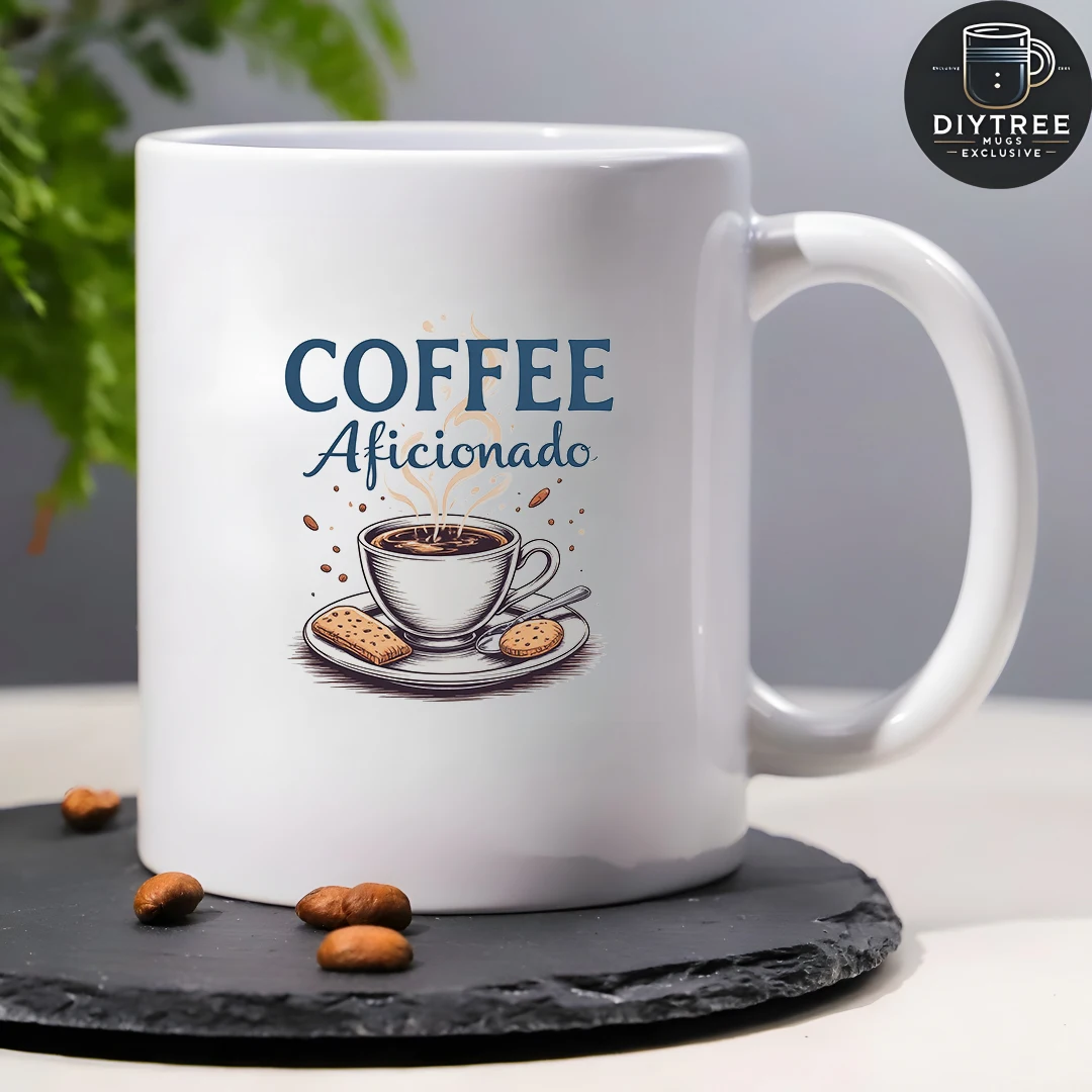 11oz Mug + Artistic Coffee Cup Stylish Handwritten Font Aficionado Christmas Hot Beverage Cup Perfect for Home and Office