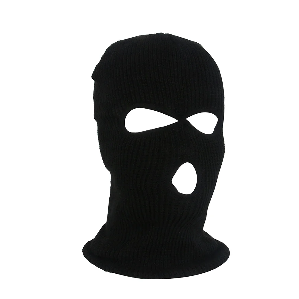 قطعتان من غطاء رأس الشتاء العالمي قناع الوجه المحبوك للرياضات الخارجية وحماية الطقس البارد قناع الوجه الأسود المحبوك