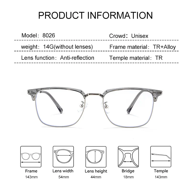 EYORA Vintage Business Metal Square Reading glasses Anti Blue Light Myopia and hyperopia Photochromic Prescription Eyewear Lens