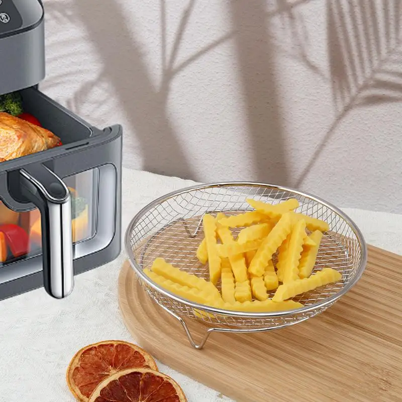 New【Air Fryer Grille Suitable For Air Fryers Oven Grill Stainless Steel Stackable Grill Kitchen Utensils Cook Multiple Foods】