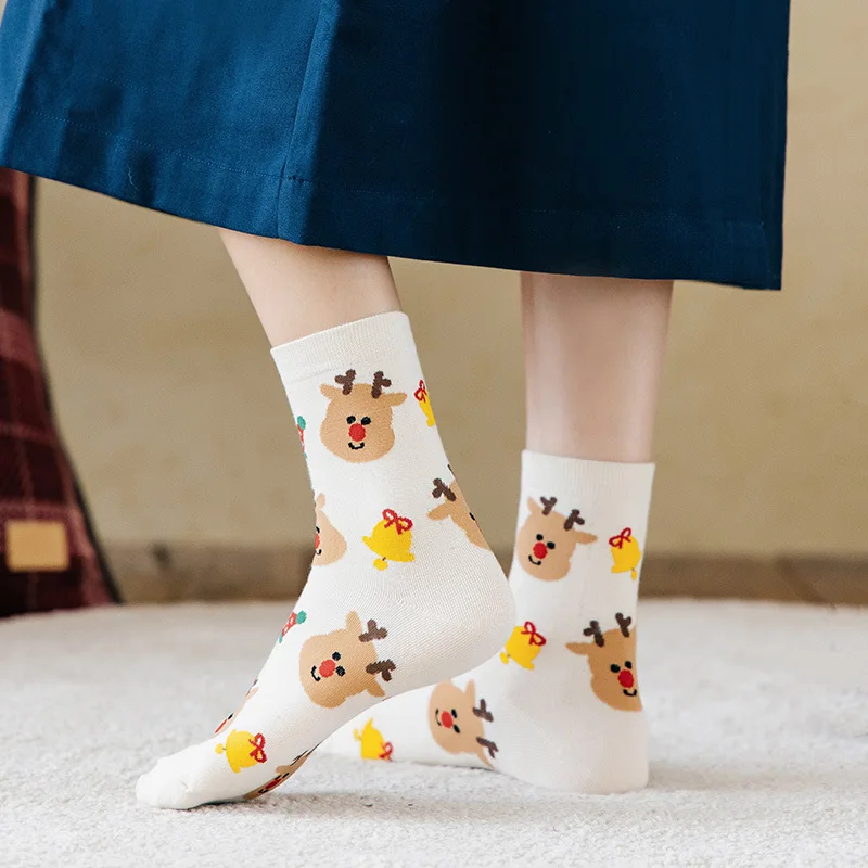 Autumn Winter Socks Christmas Ladies Socks Santa Claus Elk Snowman Gingerbread Man Cartoon Tube  Meias Divertidas Christmas Gift