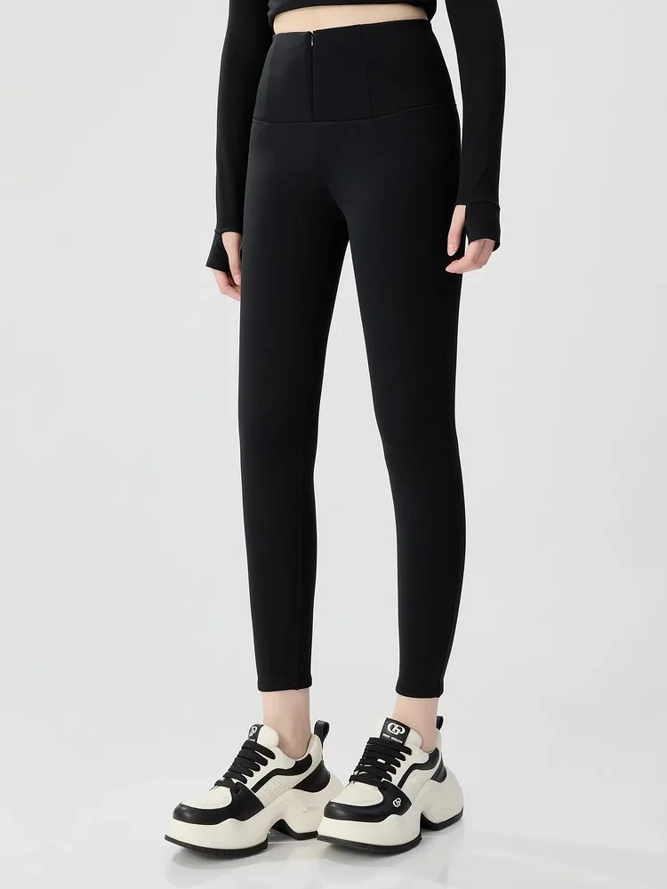 

High Waist Fce Lined Yoga Pants Slim Fit Elastic ey Rabbit 2024 Autumn Winter Casual Pants Women's High Waist Stretchy