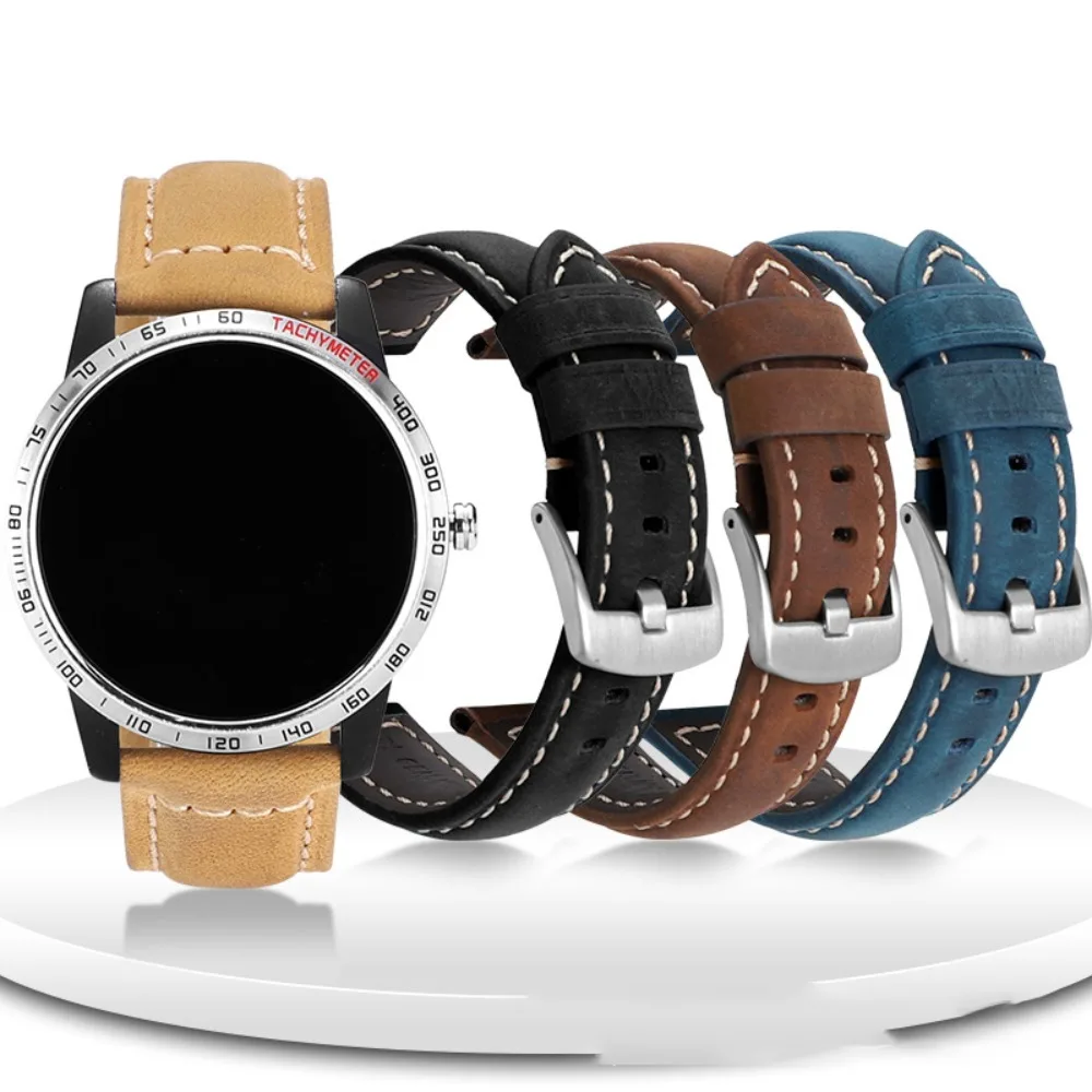 Correa de reloj de cuero genuino para hombre y mujer, correa negra y marrón de reloj de 20/22mm, decoración de verano para Huawei WATCH3 GT3 Pro/Samsung S1