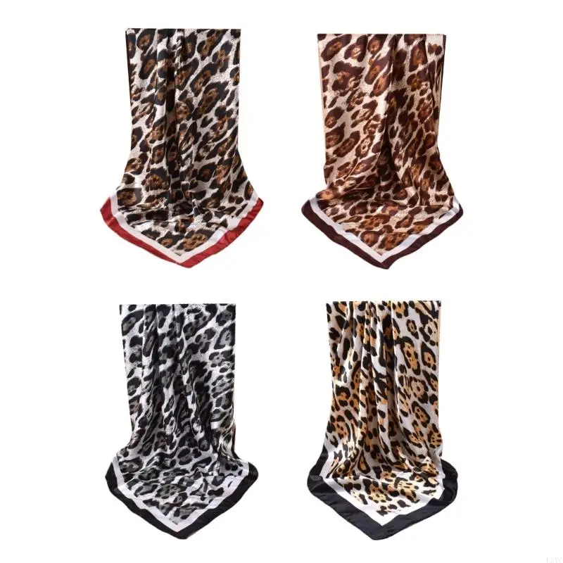

L5YC Multipurpose Leopard Design Square Scarf Soft Polyester Neck Scarf Breathable