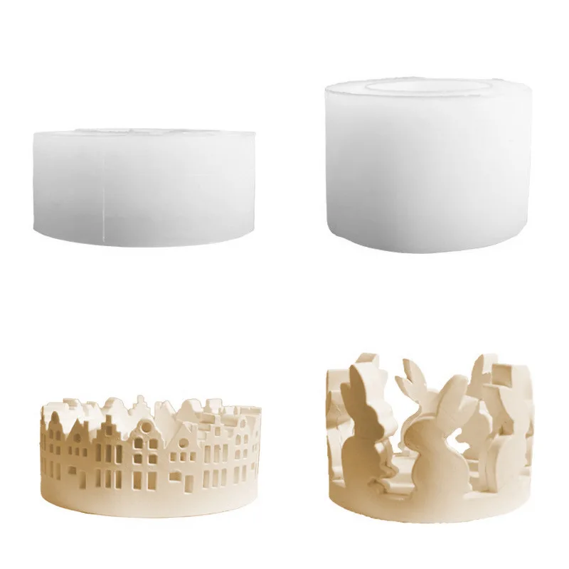 

Дом светового венка, Дом световой доски, Дом своими руками из силиконовой формы, Круглый гипсовый подсвечник с кроликом