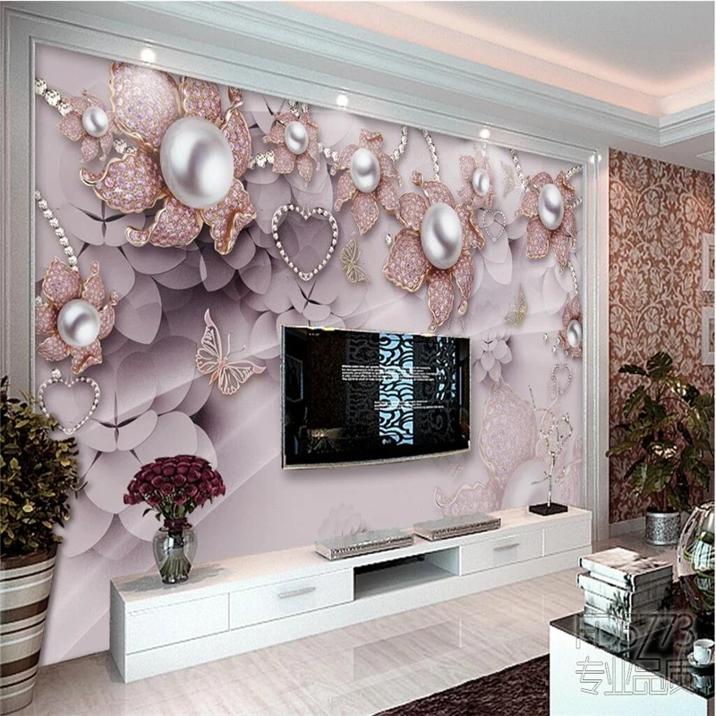 Custom photo wallpaper 3D mural exquisite luxury jewelry flowers Living room sofa TV background wall bedroom restaurant Hotel 8d