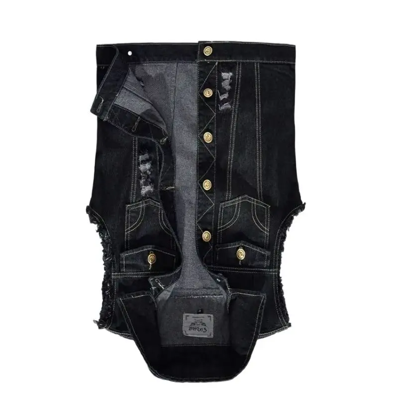 Men' Korean Version Slim-fit Trend Black Denim Vest Large Size Locomotive Foreign Trade Youth Korean Version Vest Vest Exquisite