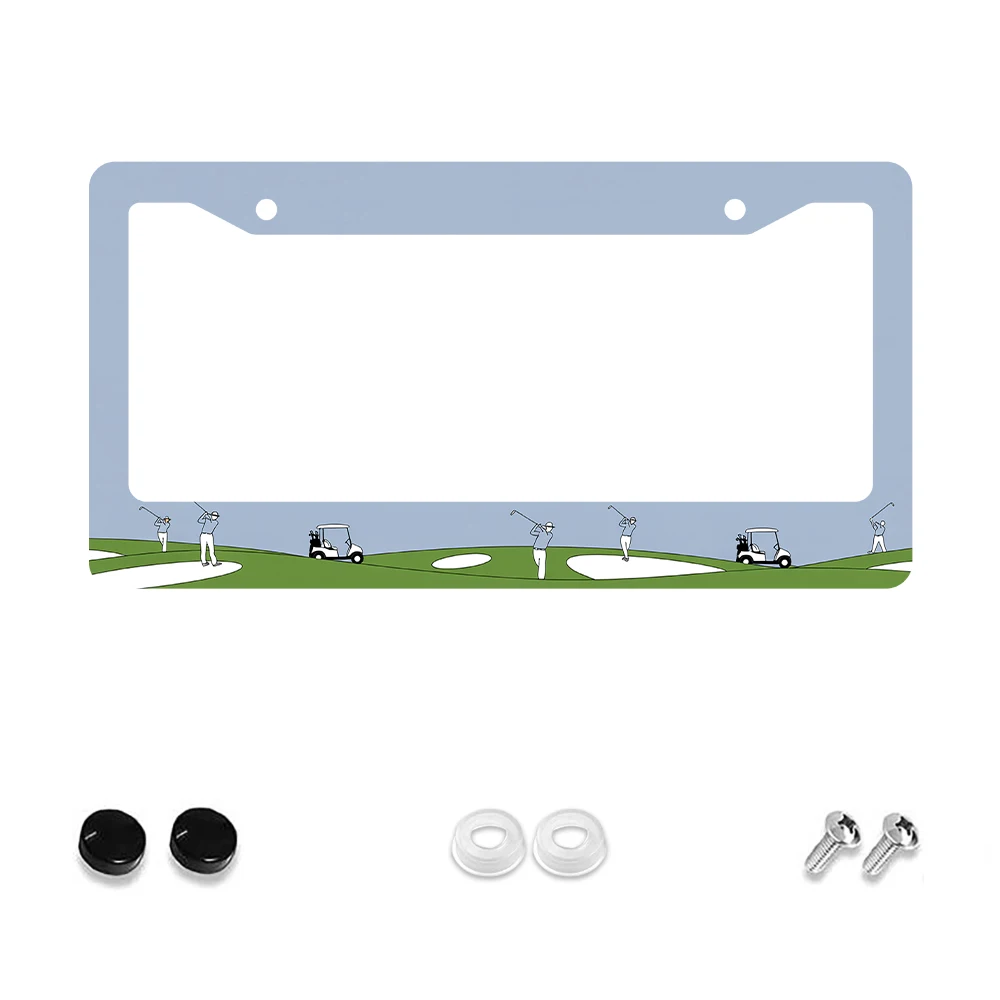 

1 шт. синяя рамка номерного знака с 2 отверстиями на тему гольфа, алюминиевый материал, 6x12 дюймов с винтом, новинка, подарок для украшения автомобиля