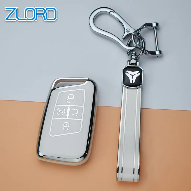 Silver TPU Smart Shell Fob Holder Keychain For Volkswagen VW 2018 Atlas Tiguan Golf 7 Magotan Remote Key Case Cover Protector