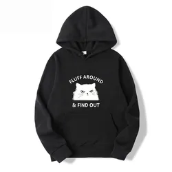 Men Women Hoodies Fashion White Cartoon Cat Printed Graphic Sweatshirts Loose Casual Harajuku Hooded Pullover Sportwear