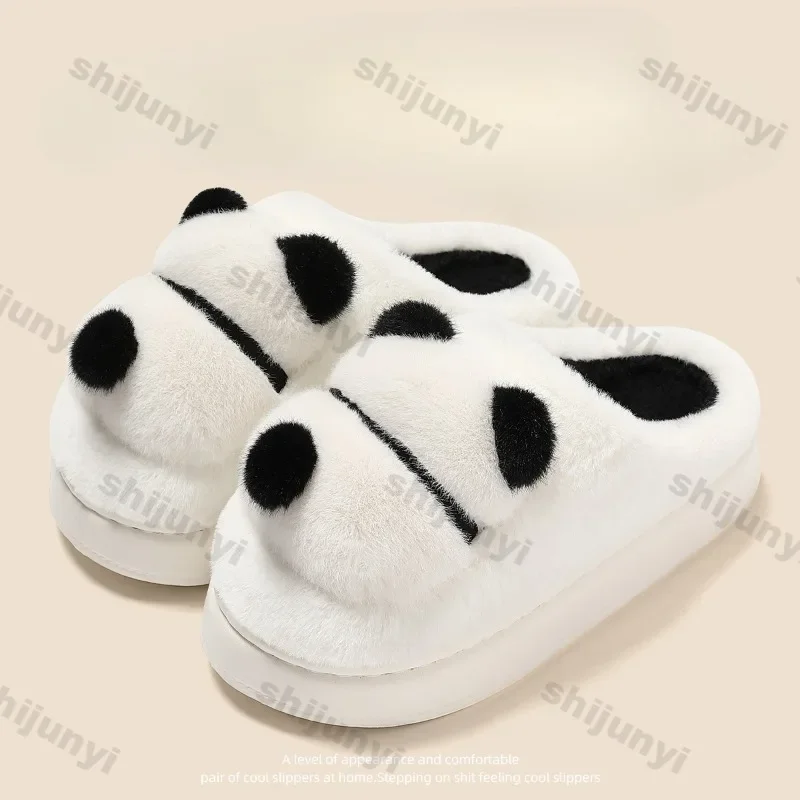 Winter Women's Slippers 2024 Indoor Comfortable Warm Cute Cartoon Anti Slip Couple Cotton Slippers Platform Plush Chanclas Mujer