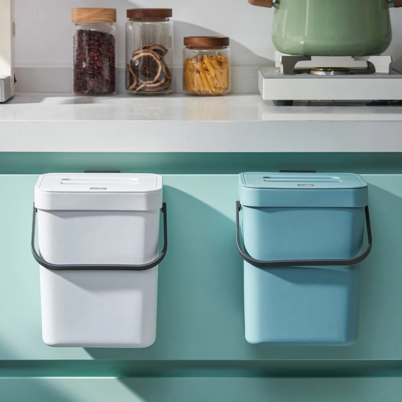 Space Saving Quiet Close Trash Can 3L Eco-Friendly Sealed Bin For Kitchen & Office Wall Mounted Garbage Bin