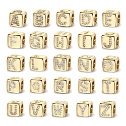 AAA Cubic Zirconia Crystal Gold-plated Brass Capital Letter A-Z Beads Charm For Jewelry Makings CZ Stones DIY Alphabet Gift