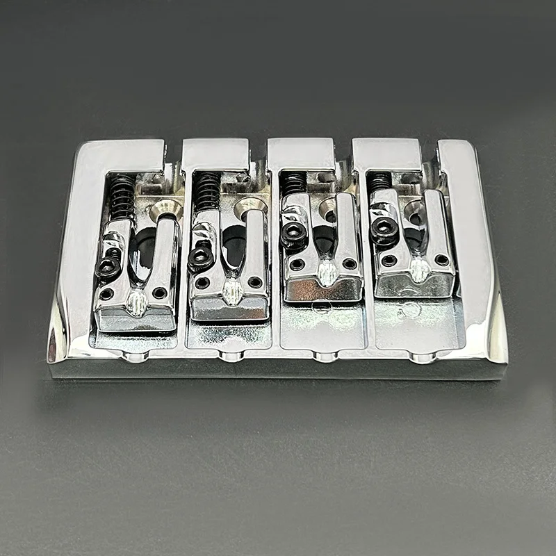 Vintage 4-String Locked Saddle Bass Bridge 92x54MM Body Bottom Through String Spacing 19MM Bass Fixed Bridge Black/Gold/Chrome