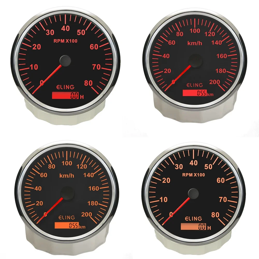 

ELING 110mm 0-200kmh GPS Speedometer + 0-8000RPM Tachometer with Red Yellow Backlight For Car Truck Boat Motorcycle Universal