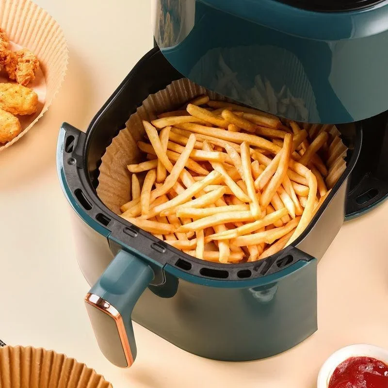 50pcs Air Fryer Disposable Paper Liner 16cm Non-Stick Mat Steamer Round Paper Baking Mats Kitchen AirFryer Baking Accessories