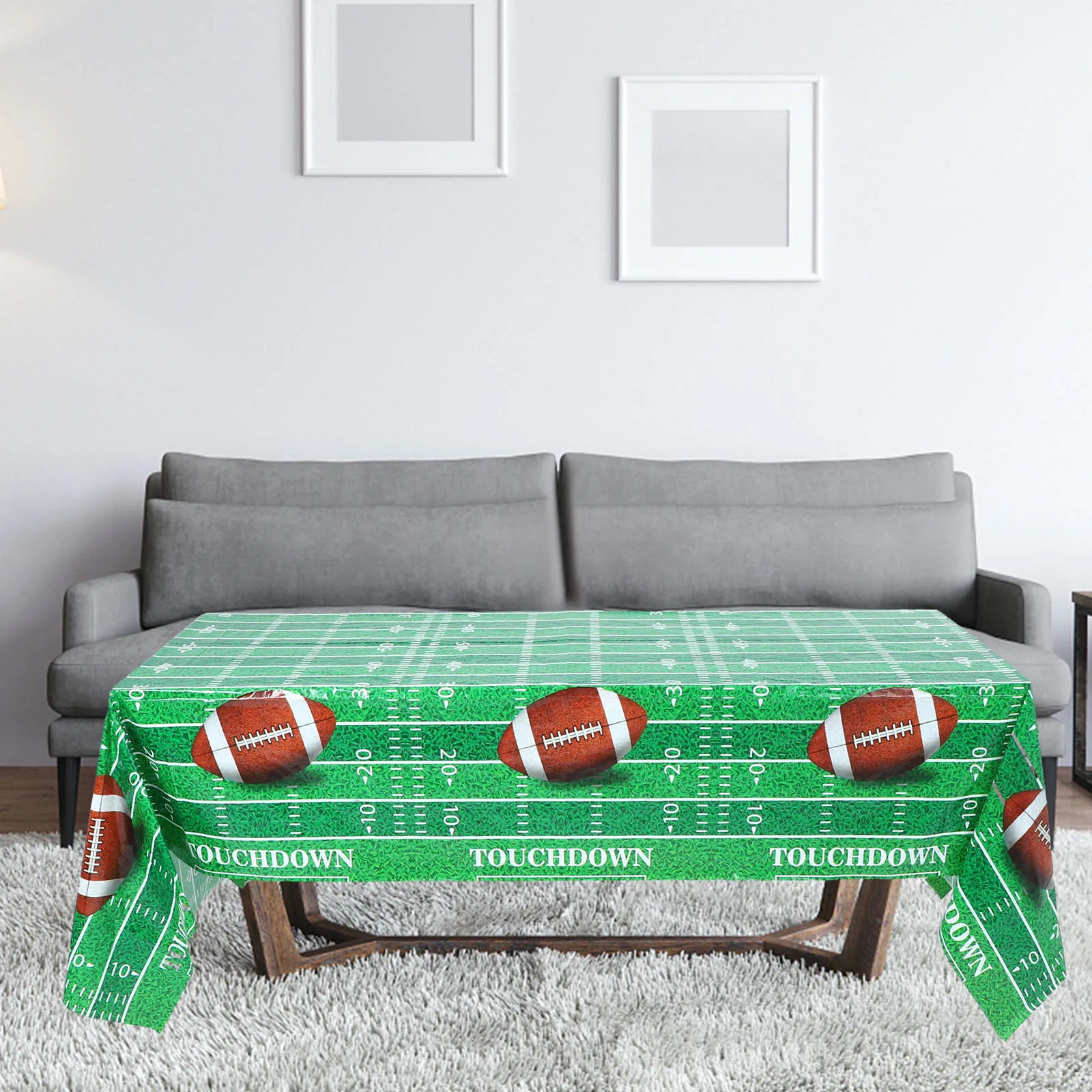 

Football Tablecloth Rectangular Game Day Table Cover Sports Theme Party Decorations Durable Football Tablecloth