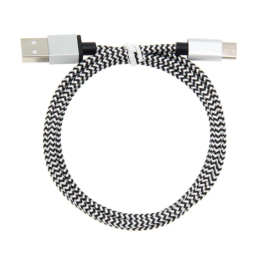 100pcs Fabric Braided 1M 2M 3M Micro USB Type C Charging Charger Sync Data Cord Cable for iPhone Samsung Xiaomi Mobile Phone