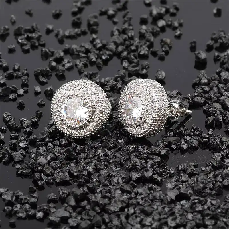 Wholesale Iced Out 925 Sterling Silver Vvs 1 d Color Moissanite Stud Earrings Pass Diamond Tester Come with GRA Certificate