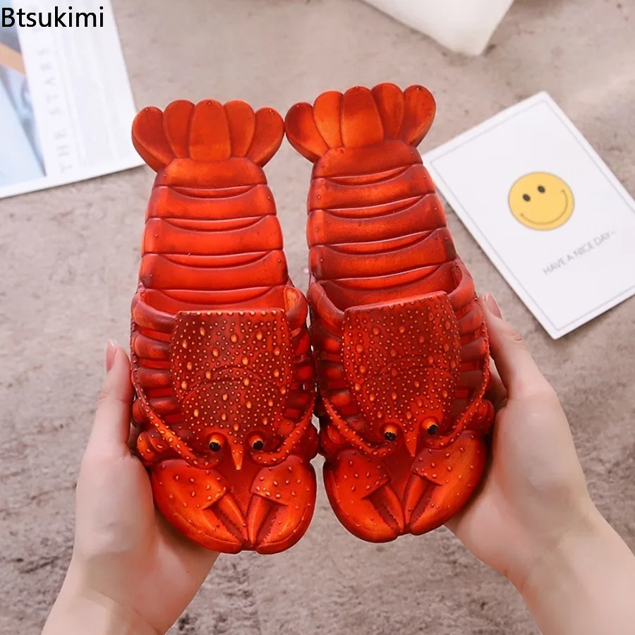 New 2026 Summer Fun Cartoon Lobster Slippers PVC Soft Bottom Cool Slippers Fashion Men and Women Couple Non Slip Beach Slippers view 5
