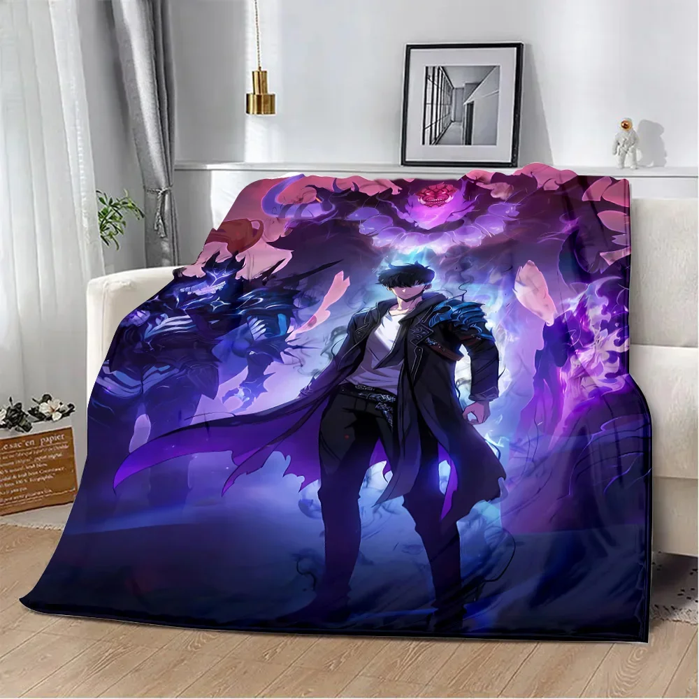 Purple Handsome Solo Leveling Cartoon 3D Print Blanket Flannel Warm Cozy Blanket Home Travel Birthday Gift Chair Sofa Room Decor