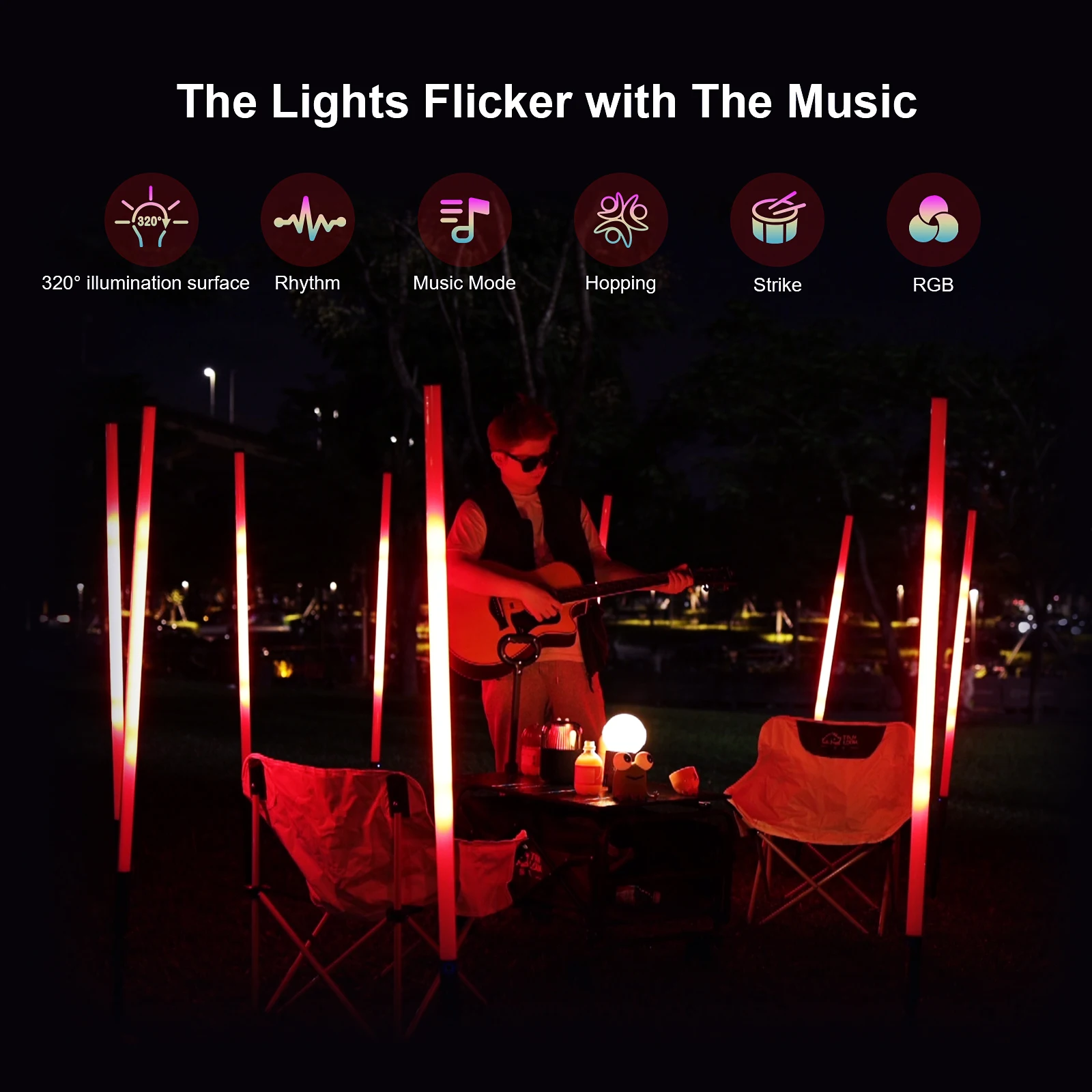 LUXCEO 4pcs 120cm RGB Atmosphere Lamp 5W Background light Sticks led Bars Wand Video Photography Decor Lighting for Home Party
