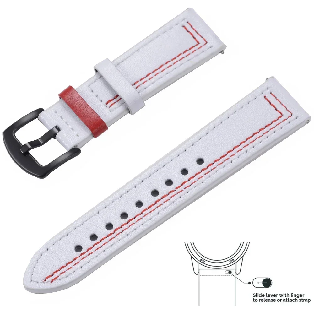 20mm 22mm Leather band for Samsung Galaxy watch 7 6-4 classic/5/pro/Active 2 strap bracelet Huawei Watch GT 4/2e/3 watch straps