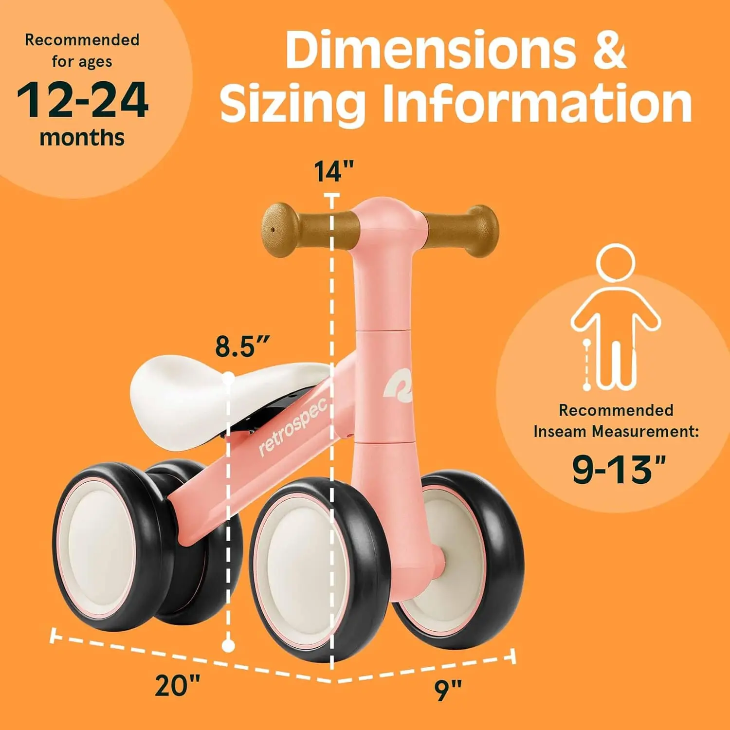 赤ちゃん用バランスバイク,12〜24か月の1歳のおもちゃ,4輪,最初の誕生日プレゼント