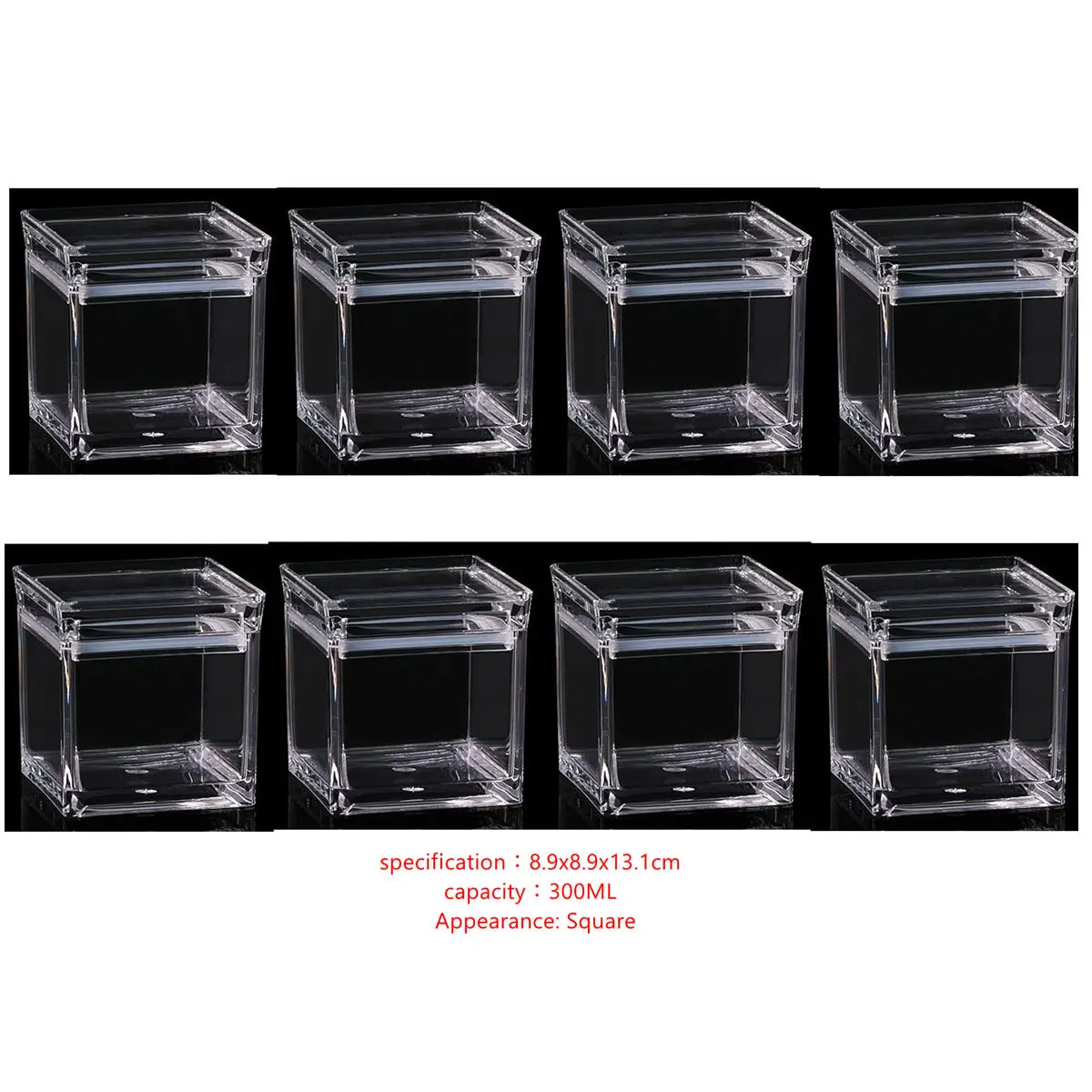 4/8 square 300ML sealed storage jars, kitchen salt pepper spice sealed jars, drop resistant transparent storage bottles