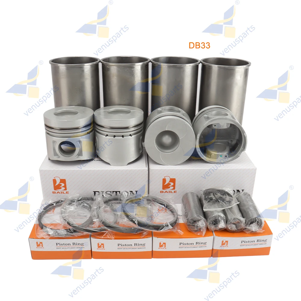 For Doosan DB33 DB33A Overhaul Rebuild Kit Piston Rings Cylinder Liner Set Engine Parts 65.02501-0206 102*3+2.5+5mm