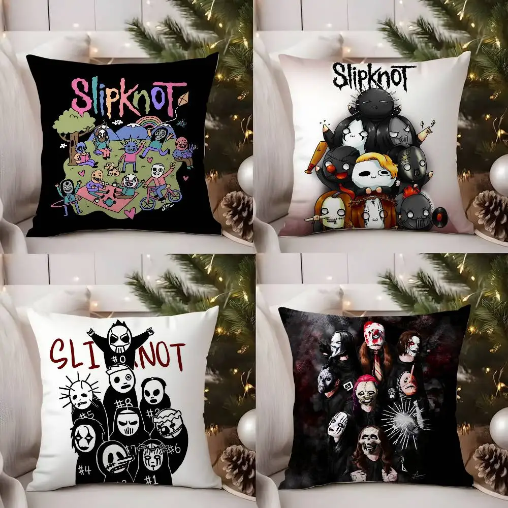 

Band S-SlipknotS Pillow Case Office Sofa Dorm Chair Back Short Plush Double-sided Printing Home Cushion Cover