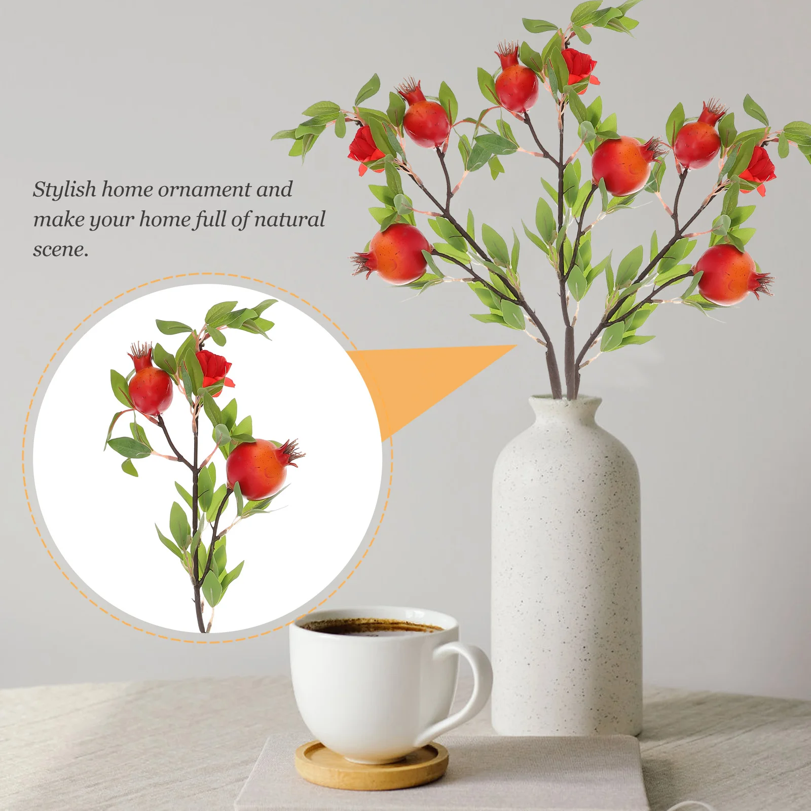 

1Pcs Artificial Pomegranate Branch Orange Silk Plastic Home Bouquet Decoration Festival Photography Props Flower Arrangement