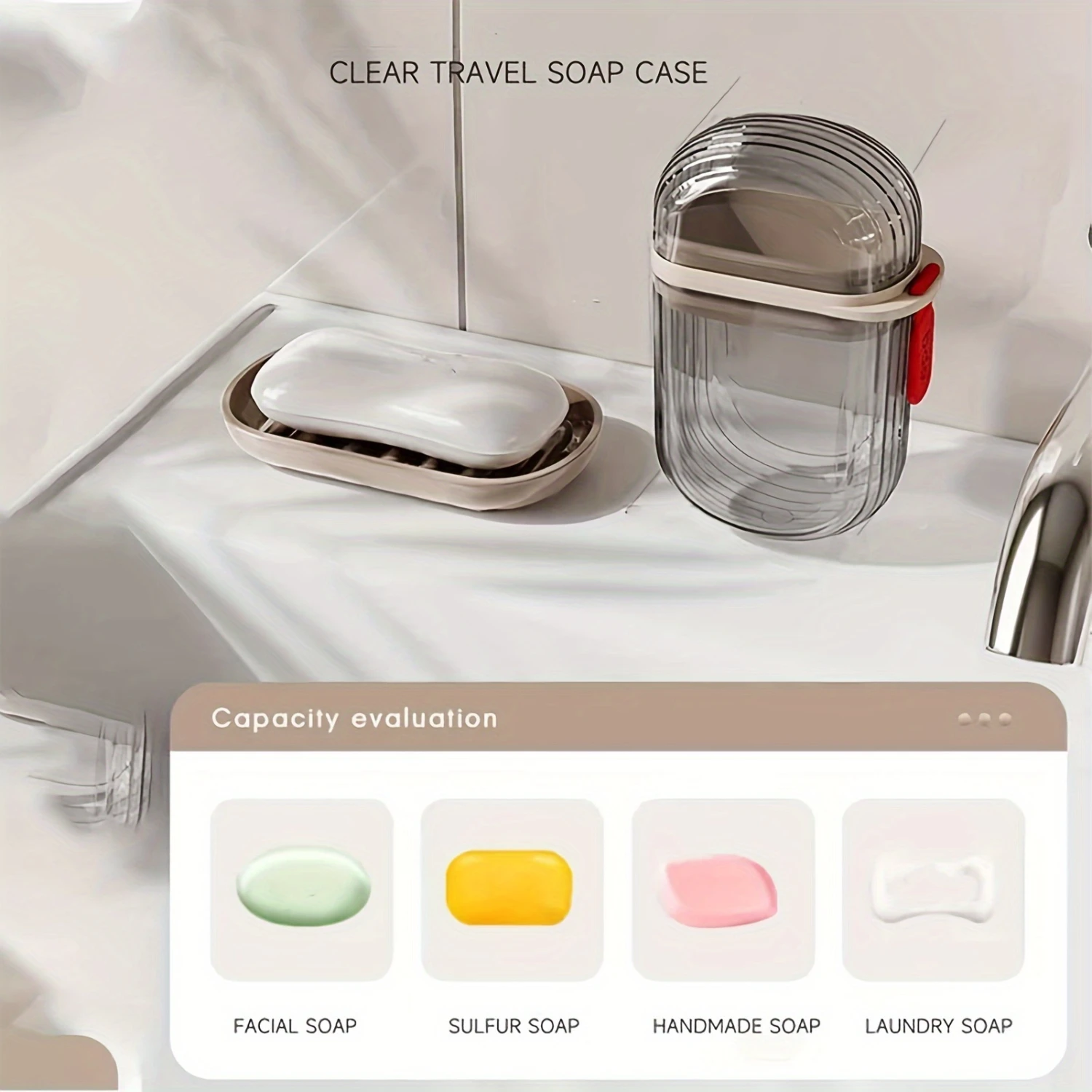 Soap box travel portable mini soap box sealed draining with lid soap box transparent light luxury premium