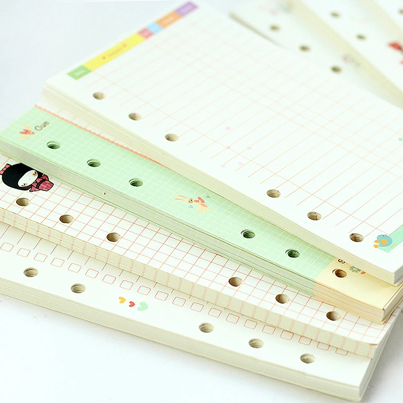 Spiral Notebook A6 A5 Refill Pages 6 Ring Binder Planner Refill 6 Hole Coloured A6 Paper Refill